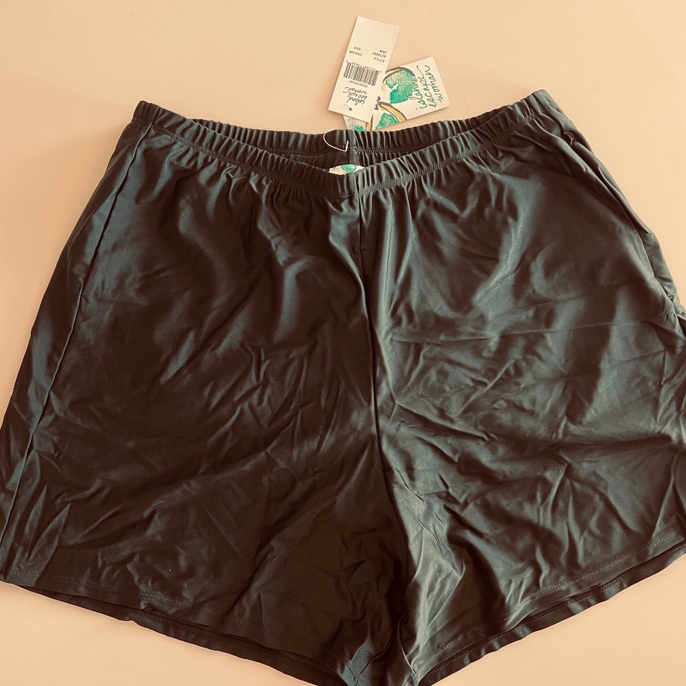 Island Escape Woman’s Plus Size Swim Short Black 18W New w/ Tags Attached Panty